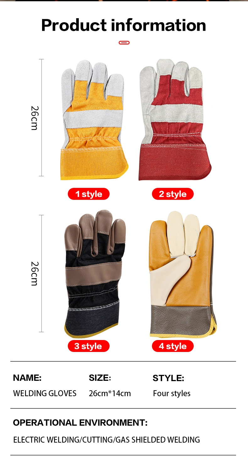 China Manufacturer Wholesale Heat Resistant Safety Work Cow Split Leather Welding Gloves