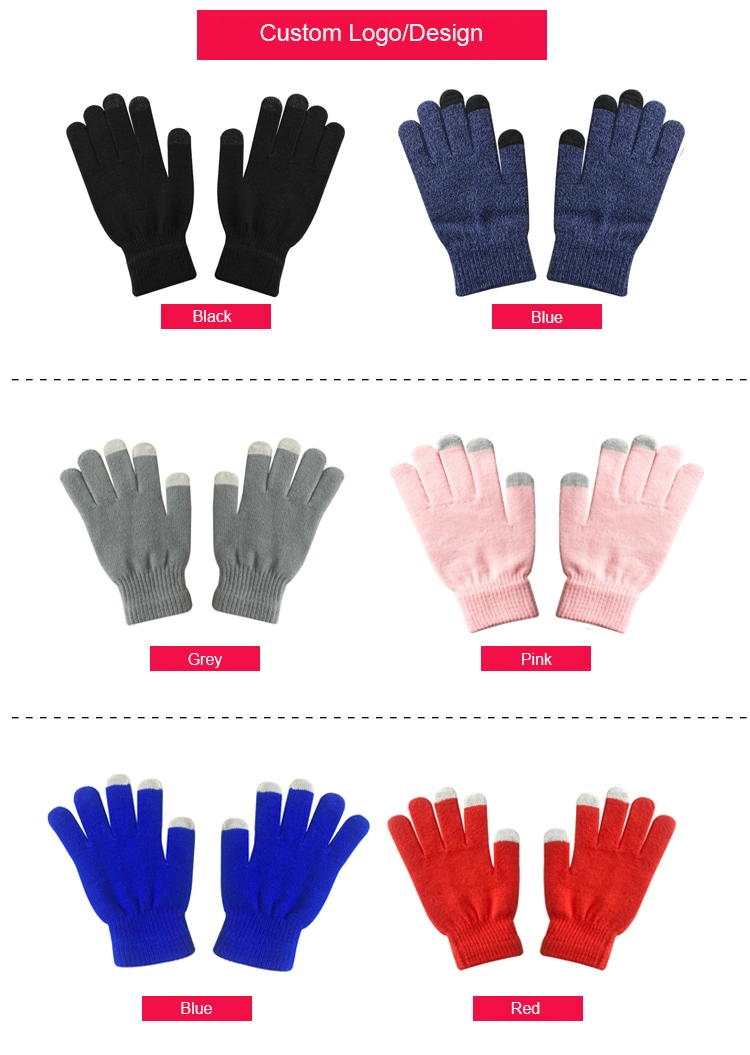 Promotion Customized Your Own Logo Touch Screen Winter Warm Knitted Gloves